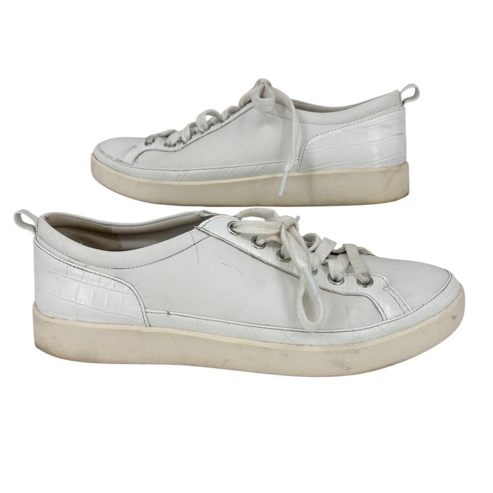 Vionic Winny Sneaker Size 11 White Leather Lace Up Croc Embossed Comfort Casual